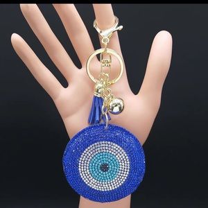 Evil Eye Keychains Crystal Keychain Color blue